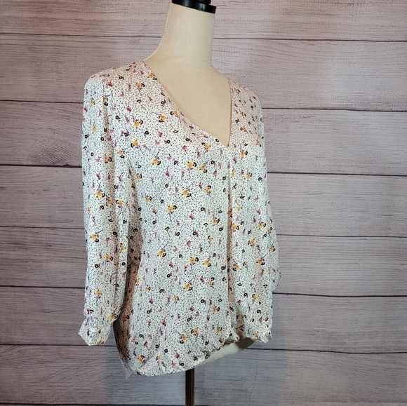 JANE And Delancy Floral Faux Wrap Blouse Multi Colored Size Medium - Picture 4 of 7
